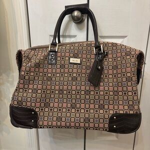 Vintage Liz Claiborne Liz & Co Geometric Brown  and Pink Travel Bag w/Wheels